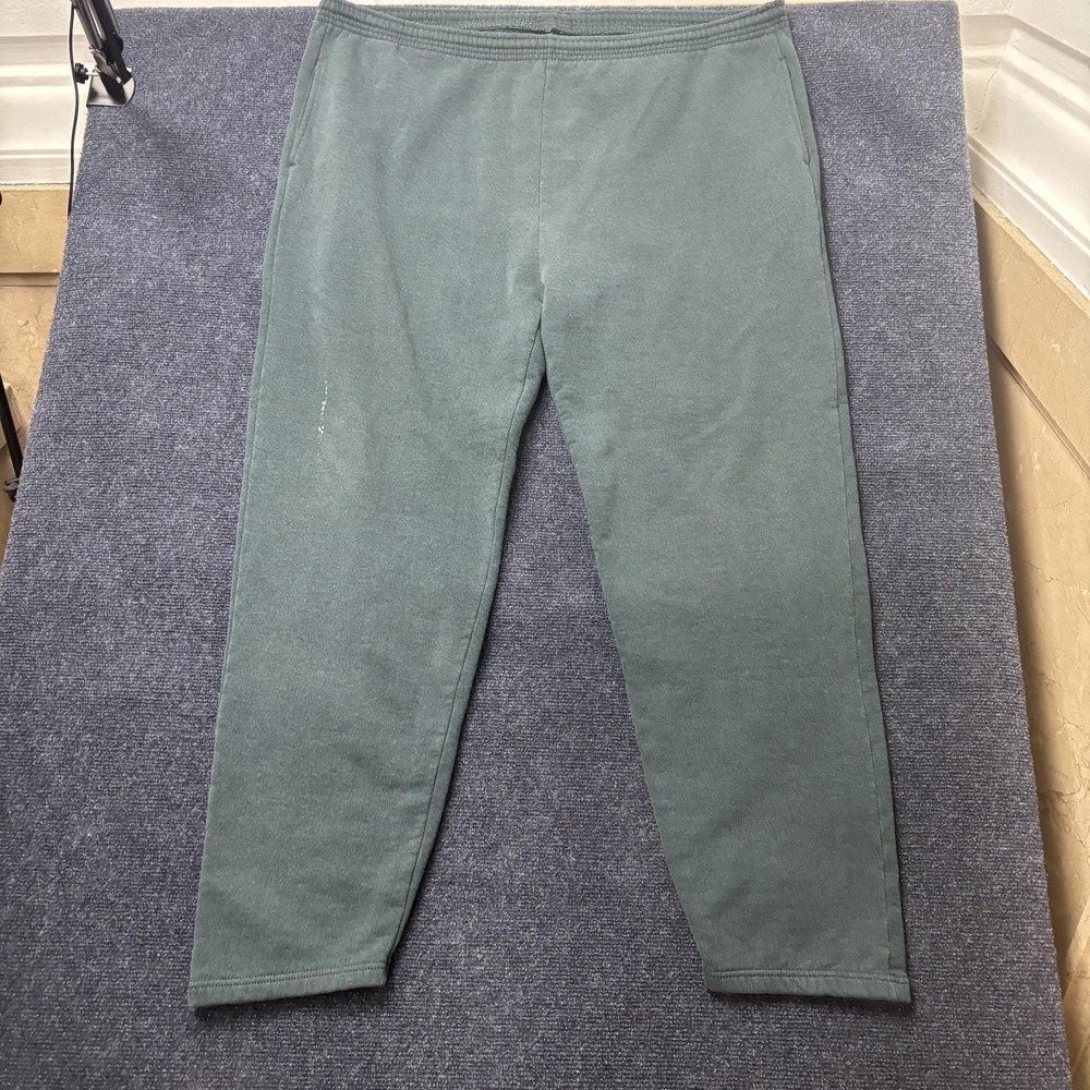Wilson Sweatpants‎ Mens 2XL Green Fleece Joggers Elastic Waist Pockets Athletic